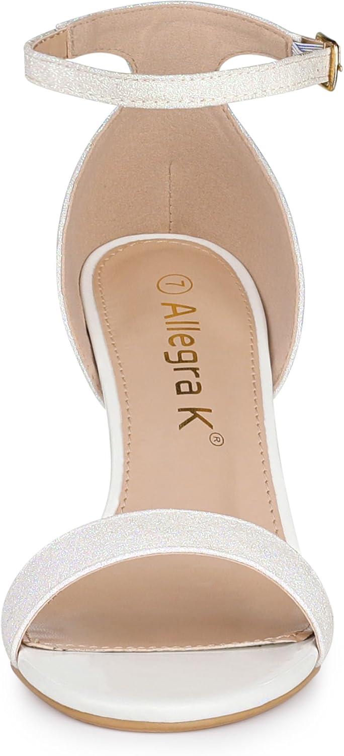 imageAllegra K Womens Glitter Ankle Strap Stiletto Heel SandalsWhite