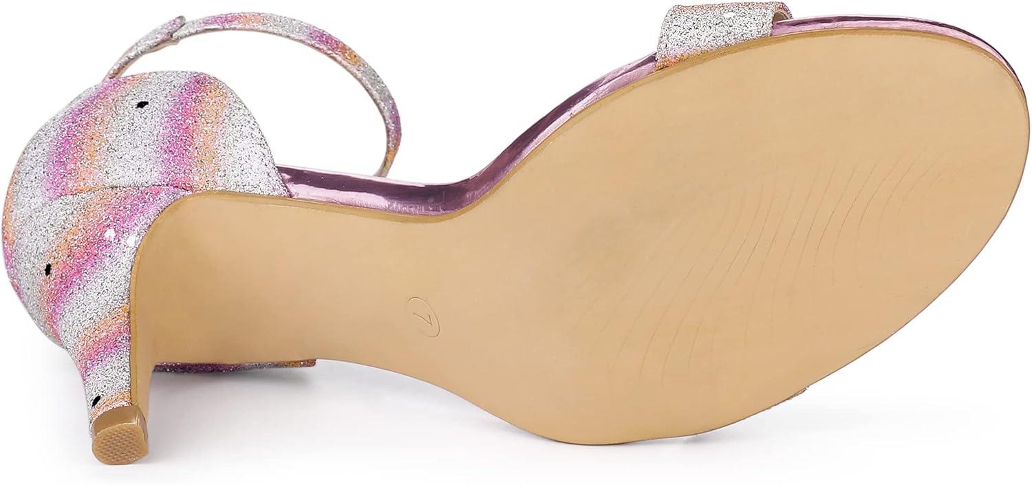 imageAllegra K Womens Glitter Ankle Strap Stiletto Heel SandalsYellow