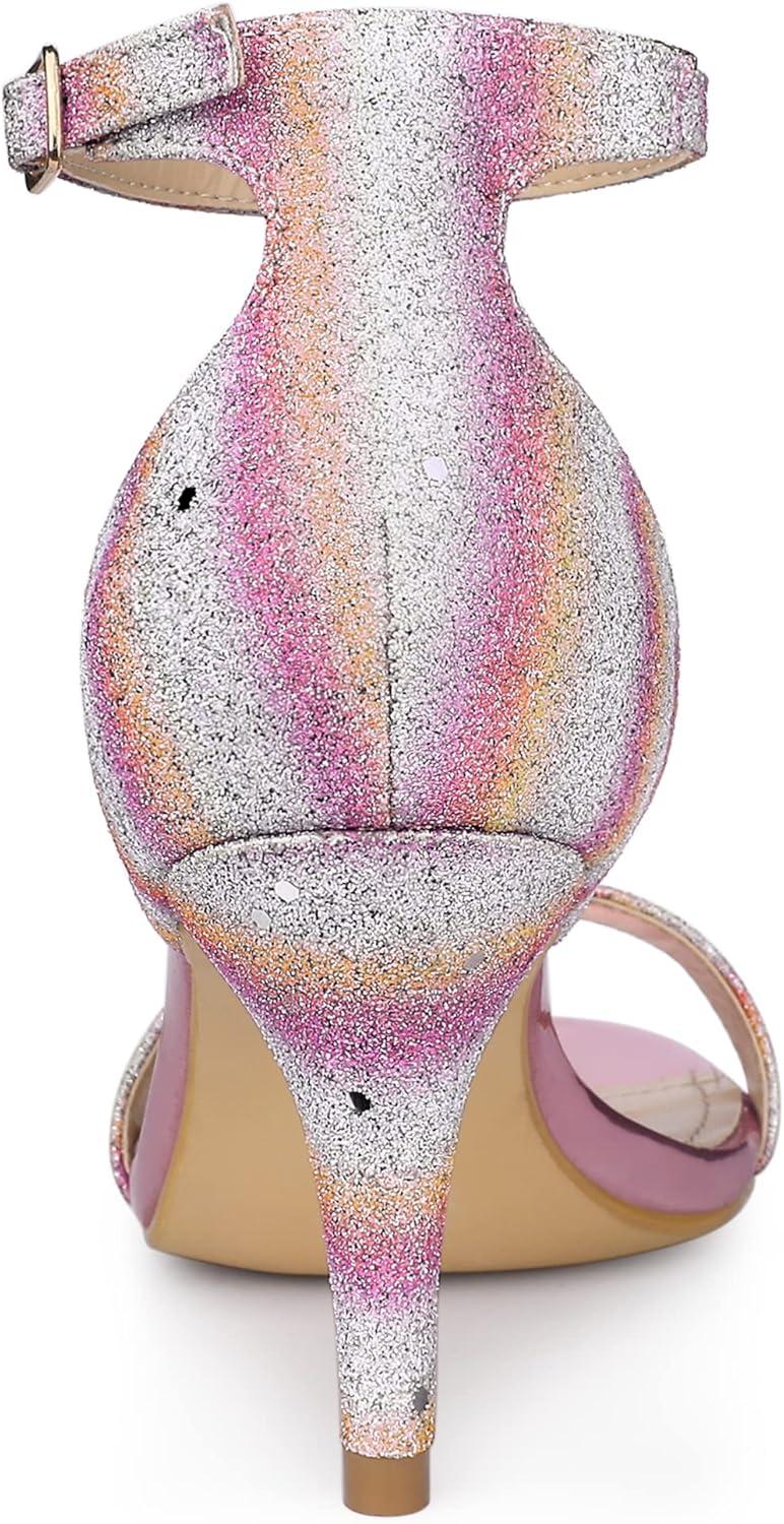 imageAllegra K Womens Glitter Ankle Strap Stiletto Heel SandalsYellow