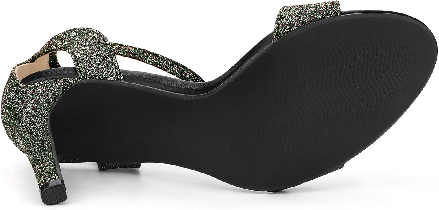 imageAllegra K Womens Glitter Ankle Strap Stiletto High Heel SandalsColorful Black