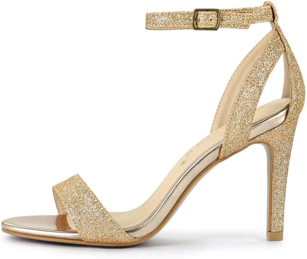 imageAllegra K Womens Glitter Ankle Strap Stiletto High Heel SandalsGold