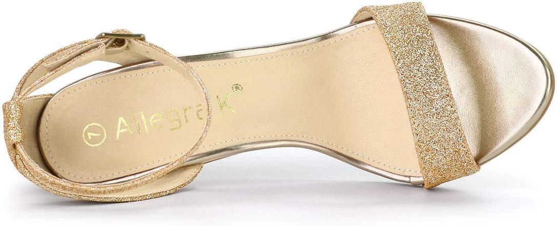 imageAllegra K Womens Glitter Ankle Strap Stiletto High Heel SandalsGold