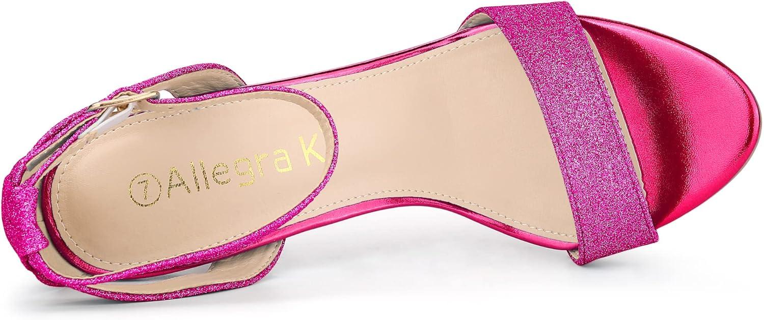 imageAllegra K Womens Glitter Ankle Strap Stiletto High Heel SandalsHot Pink