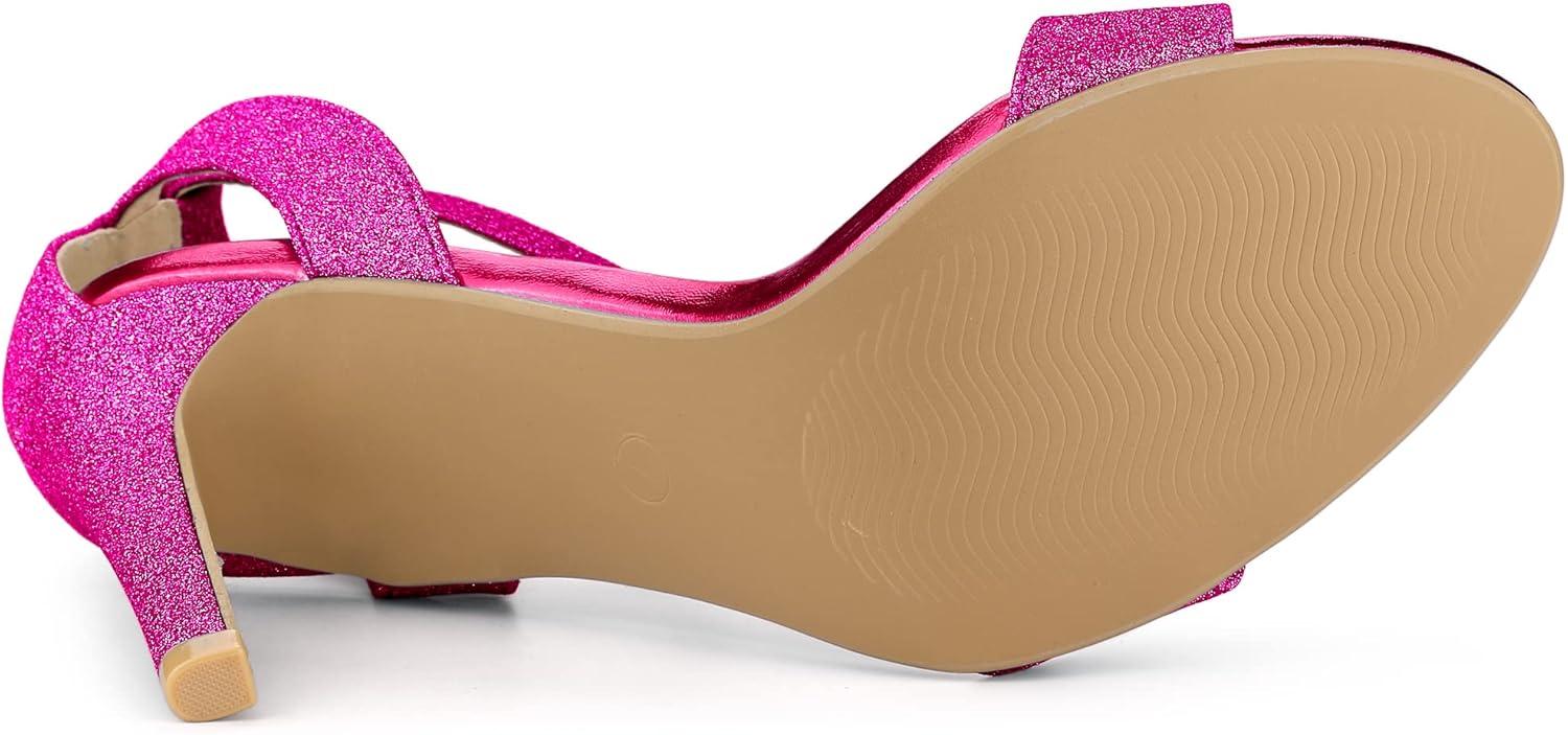 imageAllegra K Womens Glitter Ankle Strap Stiletto High Heel SandalsHot Pink