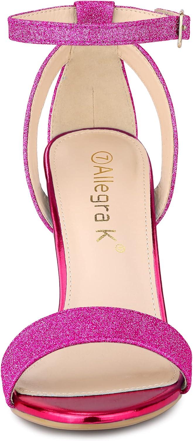 imageAllegra K Womens Glitter Ankle Strap Stiletto High Heel SandalsHot Pink