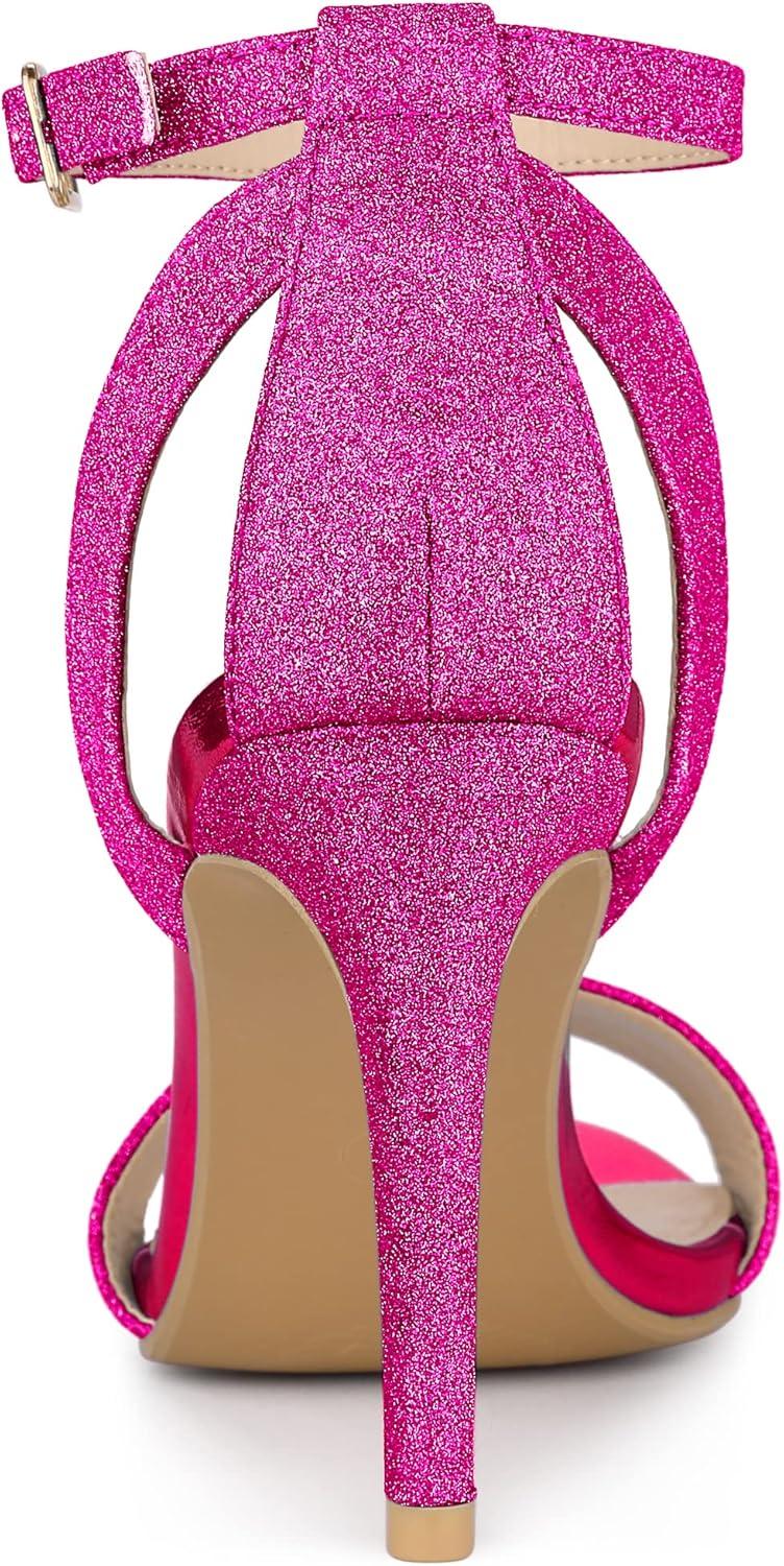 imageAllegra K Womens Glitter Ankle Strap Stiletto High Heel SandalsHot Pink