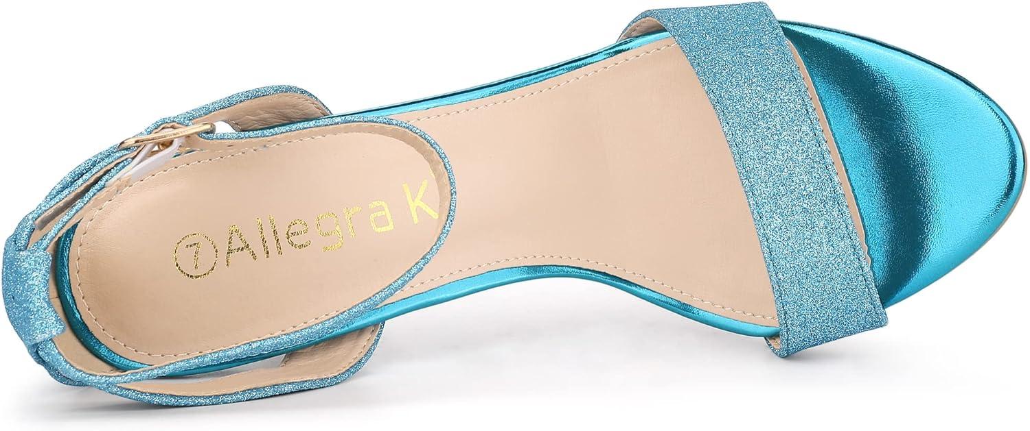 imageAllegra K Womens Glitter Ankle Strap Stiletto High Heel SandalsLake Blue