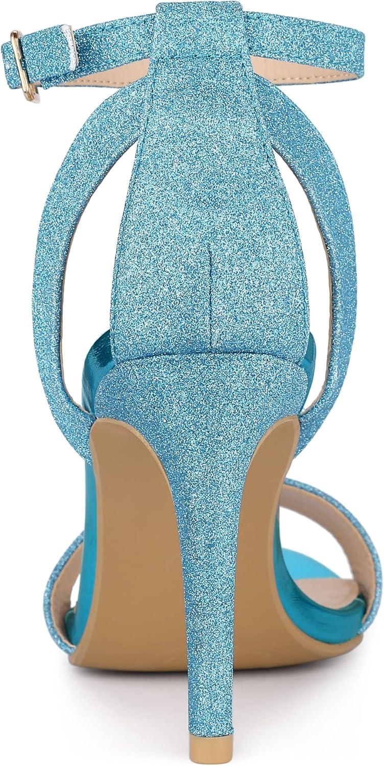 imageAllegra K Womens Glitter Ankle Strap Stiletto High Heel SandalsLake Blue