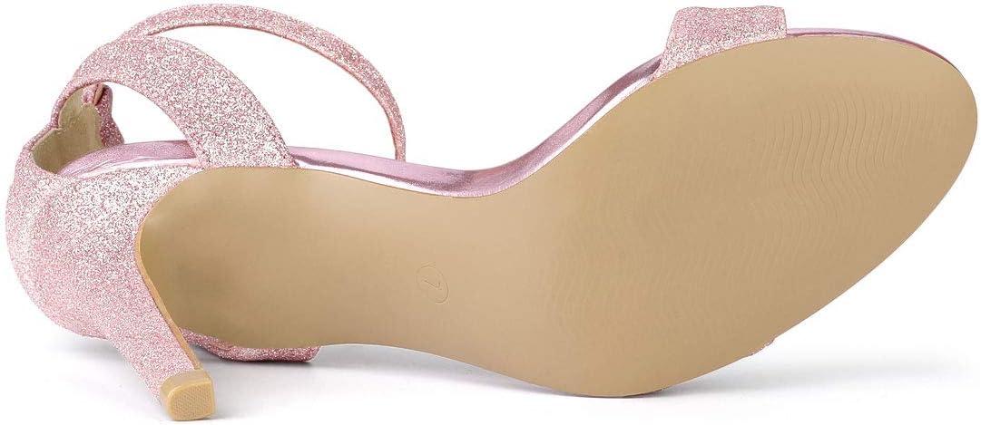 imageAllegra K Womens Glitter Ankle Strap Stiletto High Heel SandalsPink