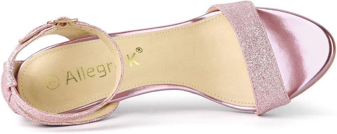 imageAllegra K Womens Glitter Ankle Strap Stiletto High Heel SandalsPink