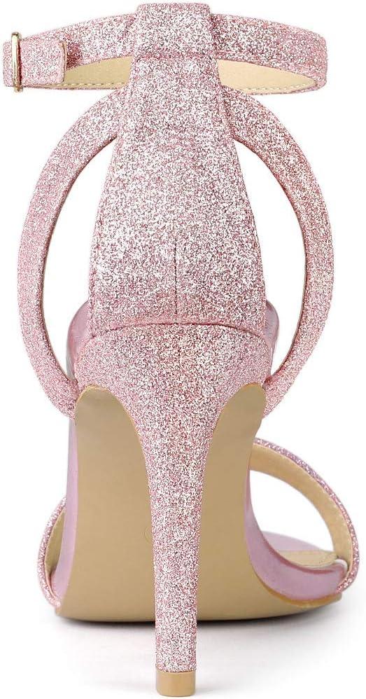 imageAllegra K Womens Glitter Ankle Strap Stiletto High Heel SandalsPink