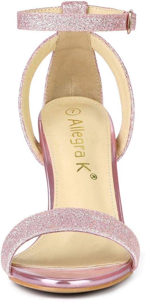 imageAllegra K Womens Glitter Ankle Strap Stiletto High Heel SandalsPink