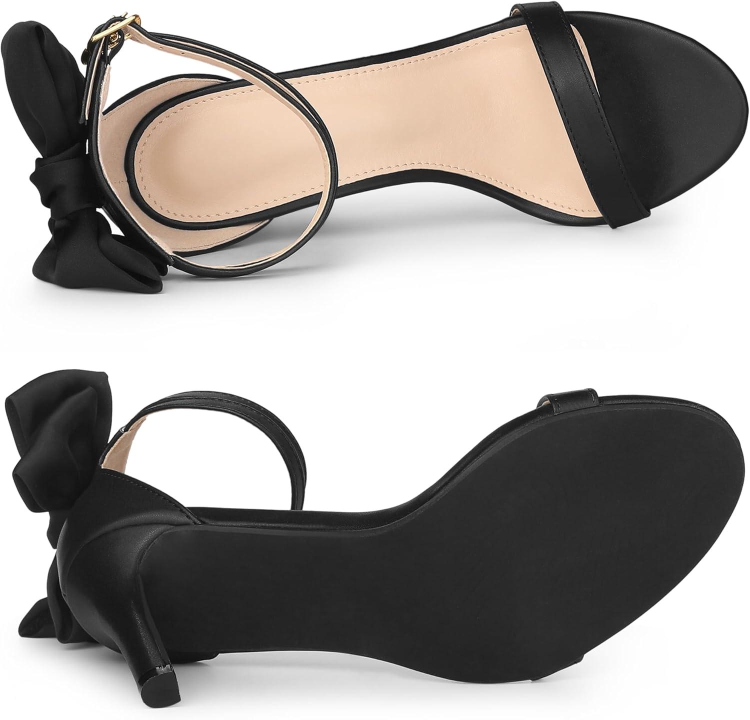imageAllegra K Womens Heel with Bow Back Open Toe Stilettos Heels SandalsBlack
