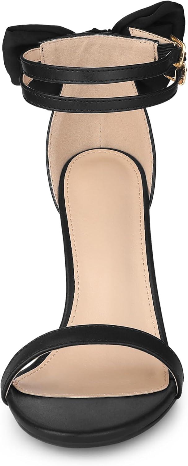 imageAllegra K Womens Heel with Bow Back Open Toe Stilettos Heels SandalsBlack