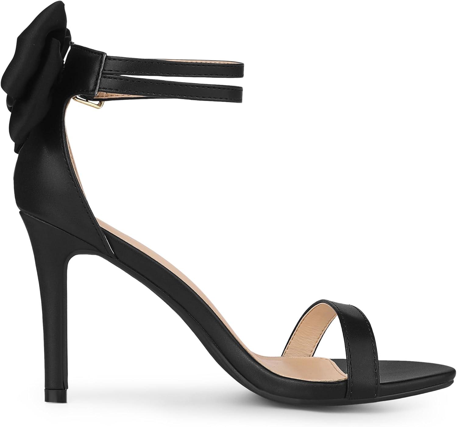 imageAllegra K Womens Heel with Bow Back Open Toe Stilettos Heels SandalsBlack
