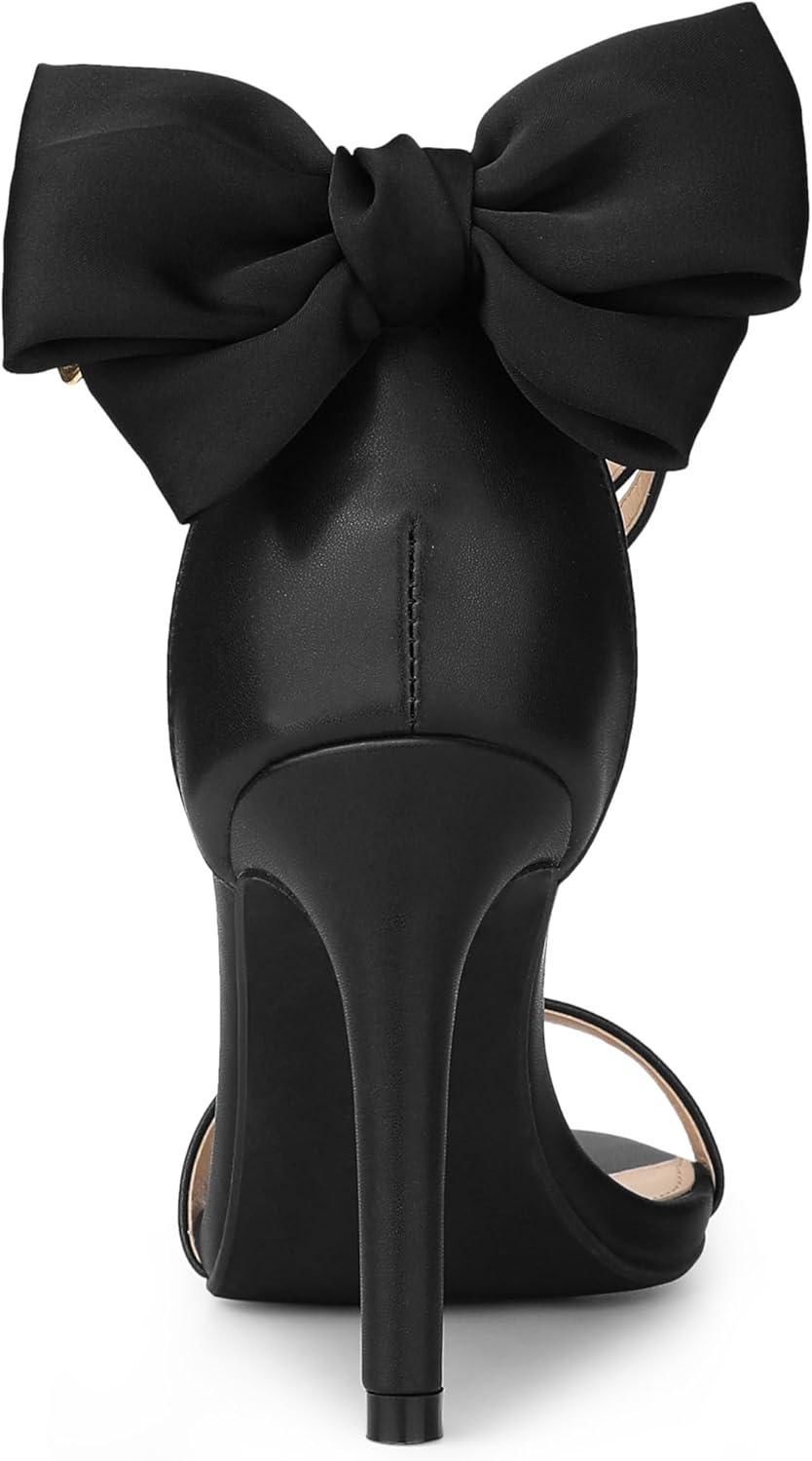 imageAllegra K Womens Heel with Bow Back Open Toe Stilettos Heels SandalsBlack