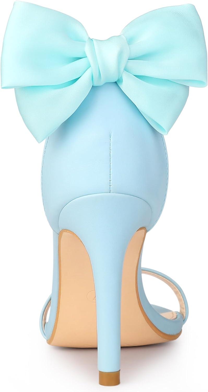 imageAllegra K Womens Heel with Bow Back Open Toe Stilettos Heels SandalsLight Blue