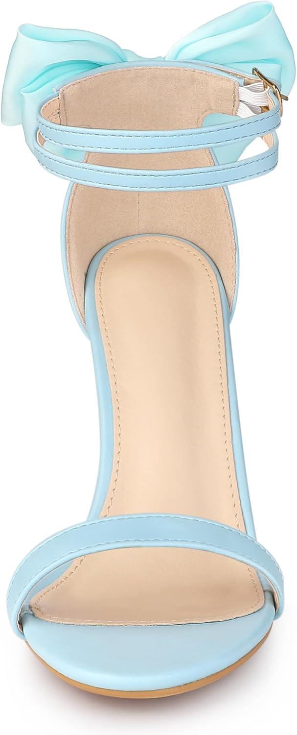 imageAllegra K Womens Heel with Bow Back Open Toe Stilettos Heels SandalsLight Blue