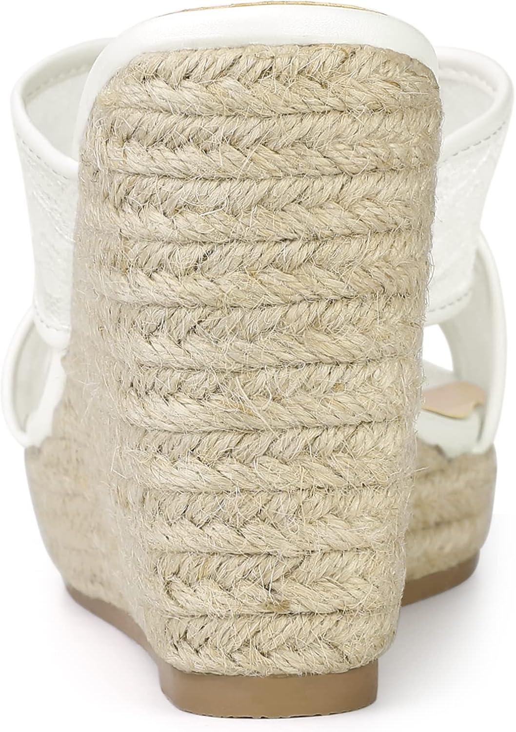 imageAllegra K Womens Lace Crisscross Strap Slide Wedges Wedge Espadrilles SandalsWhite