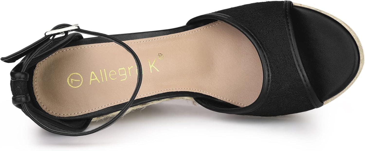 imageAllegra K Womens Lace Platform Espadrilles Wedge Heels SandalsBlack