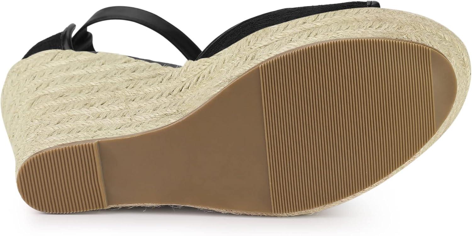 imageAllegra K Womens Lace Platform Espadrilles Wedge Heels SandalsBlack