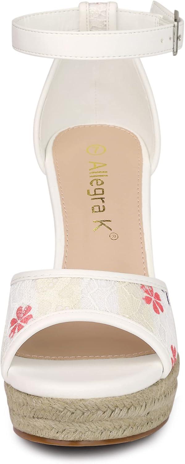 imageAllegra K Womens Lace Platform Espadrilles Wedge Heels SandalsPurple Flower