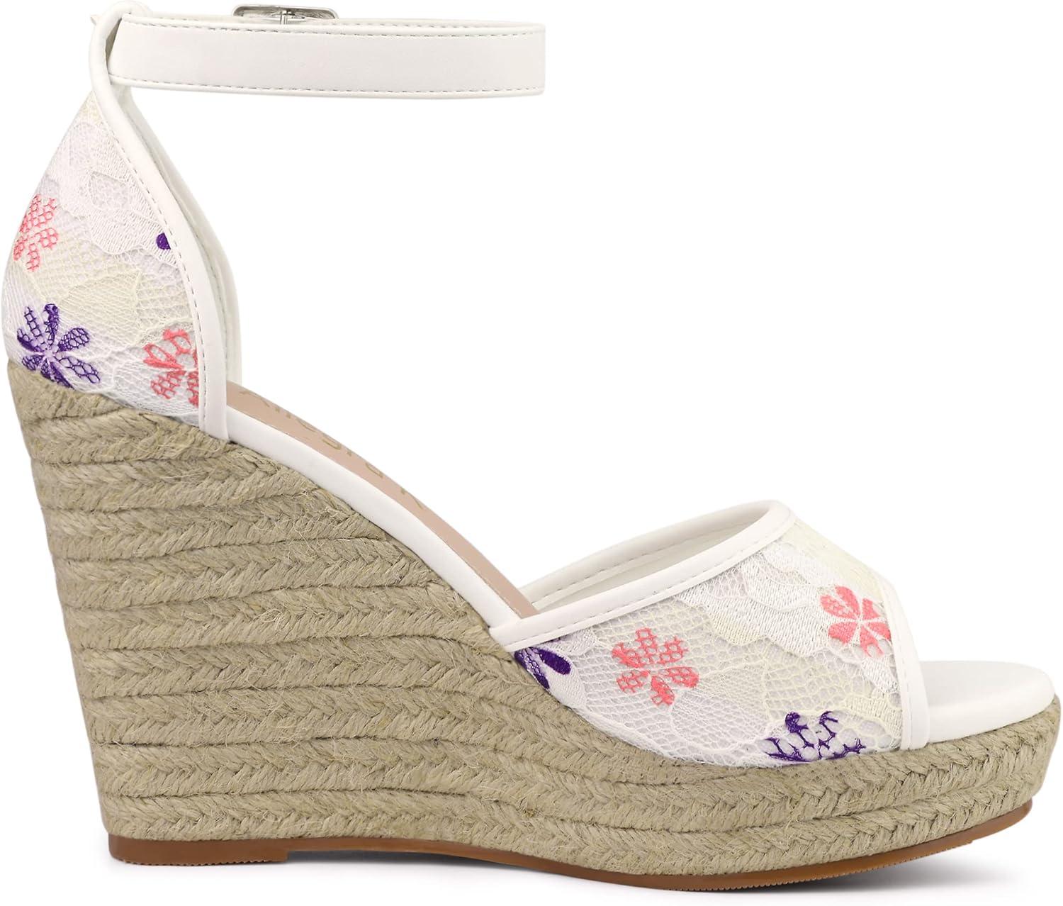 imageAllegra K Womens Lace Platform Espadrilles Wedge Heels SandalsPurple Flower
