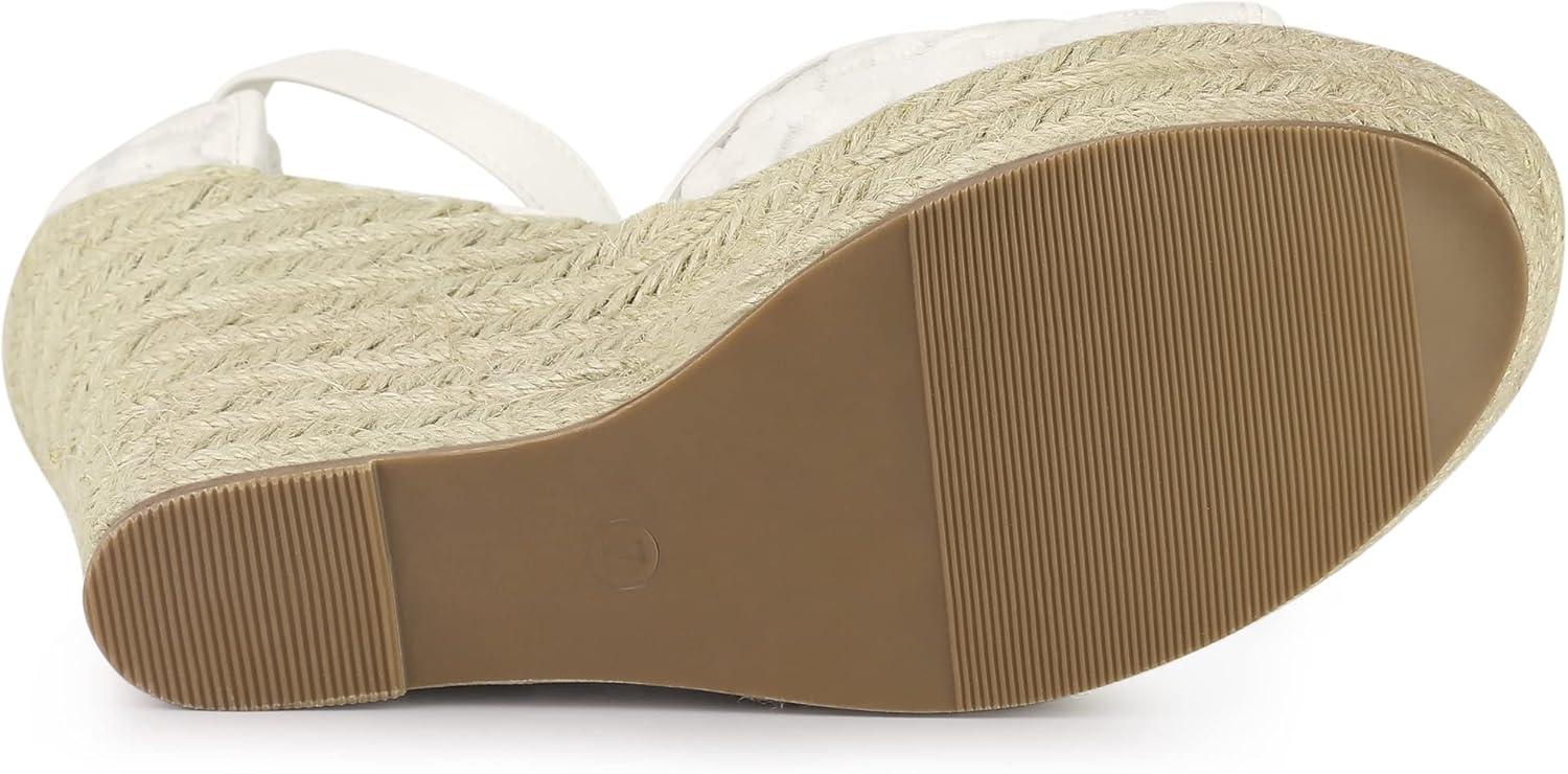 imageAllegra K Womens Lace Platform Espadrilles Wedge Heels SandalsWhite