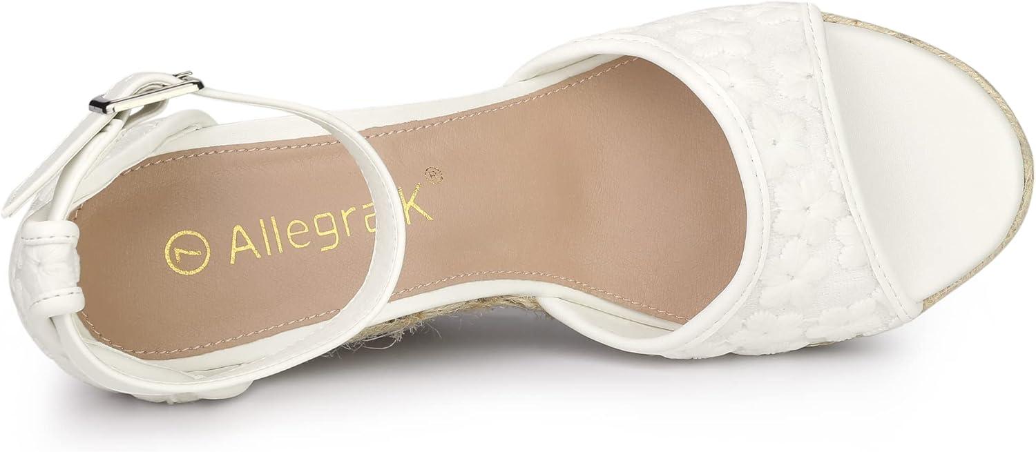imageAllegra K Womens Lace Platform Espadrilles Wedge Heels SandalsWhite