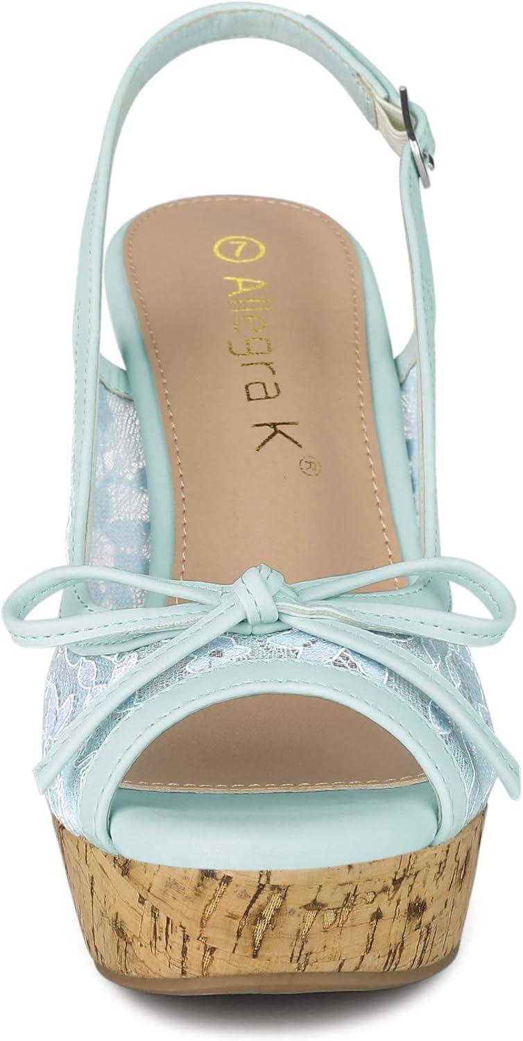imageAllegra K Womens Lace Platform Wedges Wedge Heel SandalsLight Blue