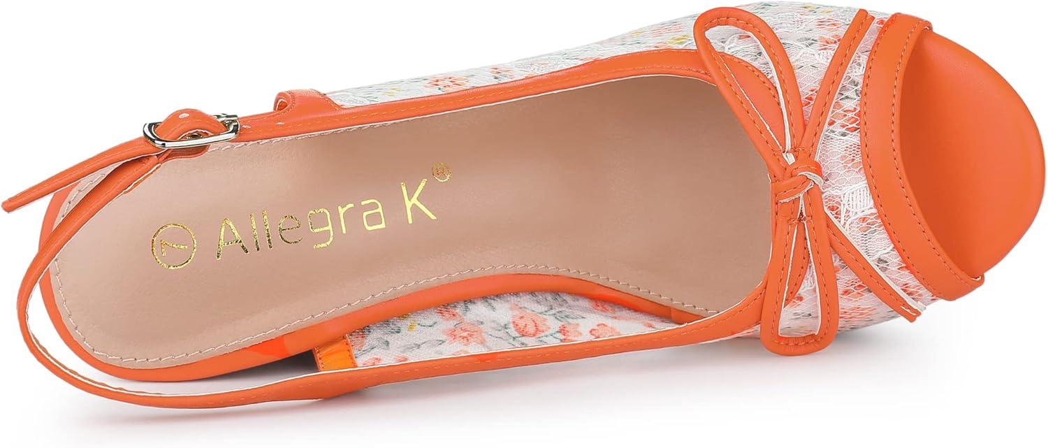 imageAllegra K Womens Lace Platform Wedges Wedge Heel SandalsOrange Flower