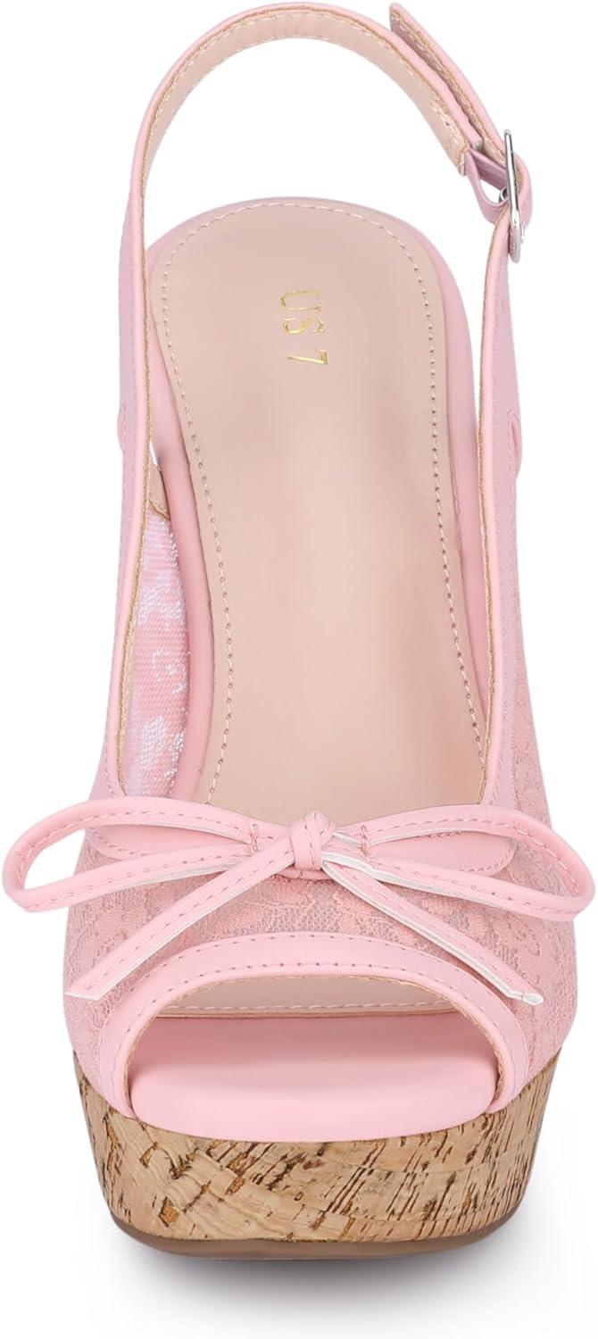 imageAllegra K Womens Lace Platform Wedges Wedge Heel SandalsPink