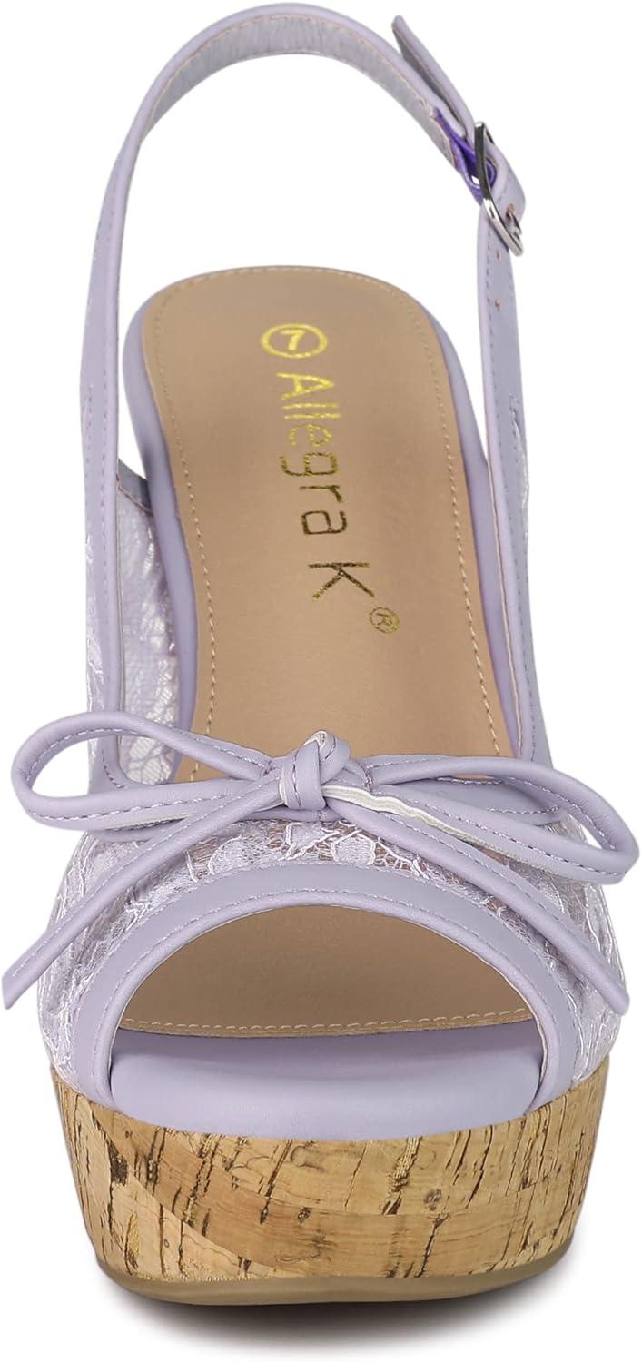 imageAllegra K Womens Lace Platform Wedges Wedge Heel SandalsPurple Flower