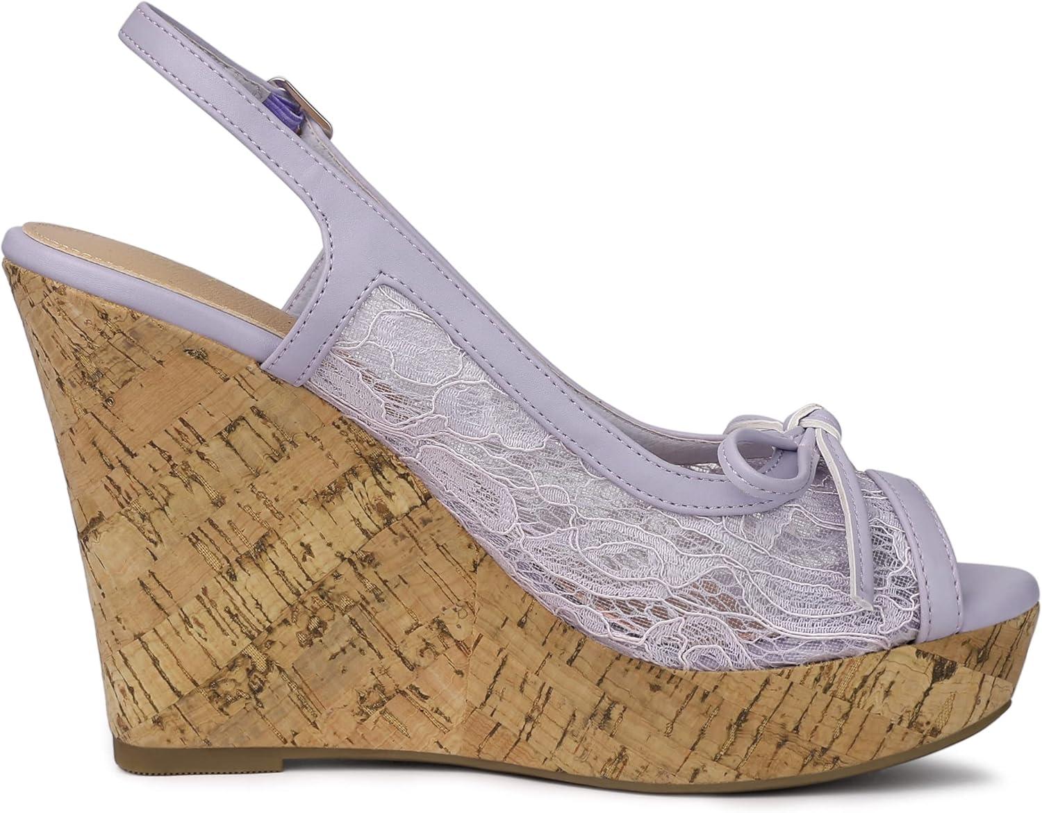 imageAllegra K Womens Lace Platform Wedges Wedge Heel SandalsPurple Flower