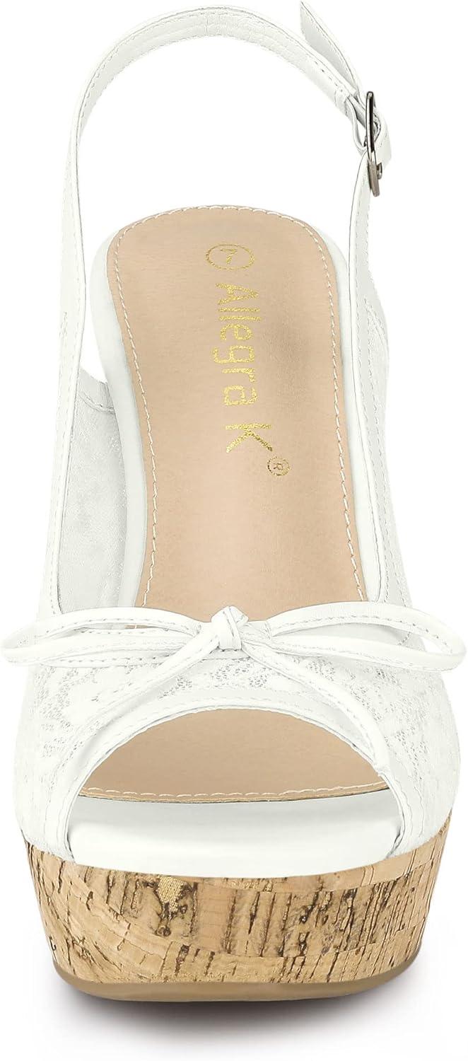 imageAllegra K Womens Lace Platform Wedges Wedge Heel SandalsWhite