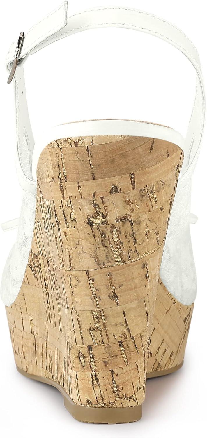 imageAllegra K Womens Lace Platform Wedges Wedge Heel SandalsWhite
