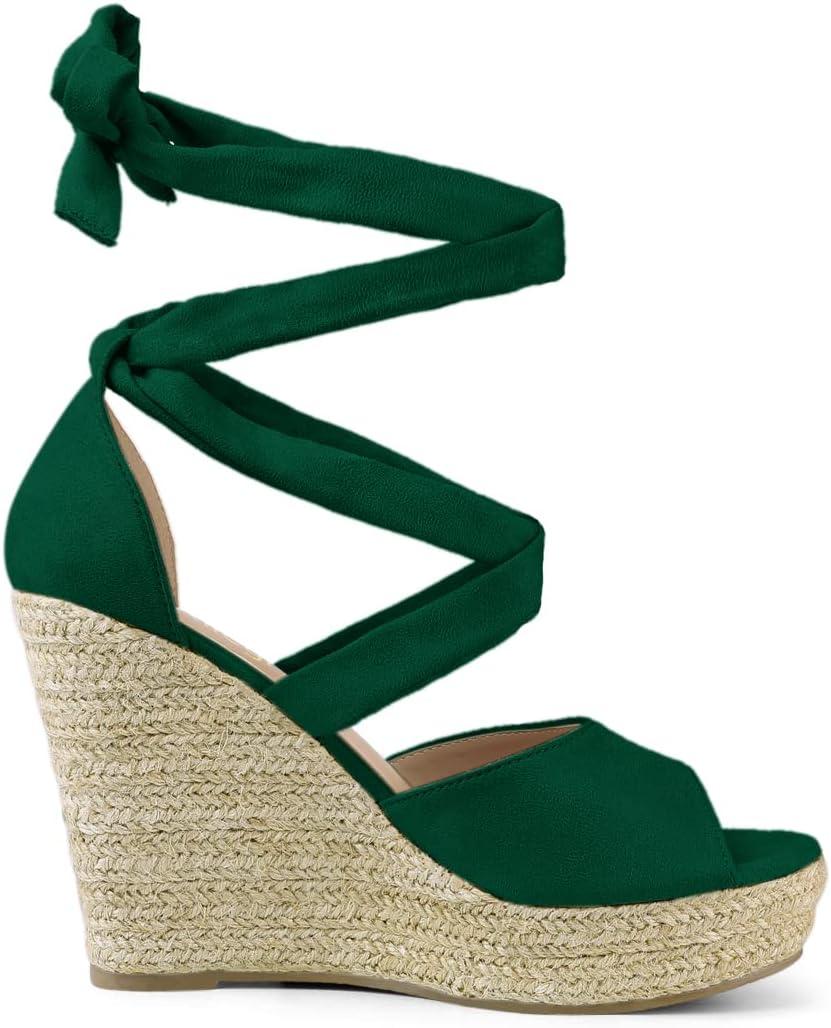 imageAllegra K Womens Lace Up Espadrilles Platform Platform Wedges SandalsGreen