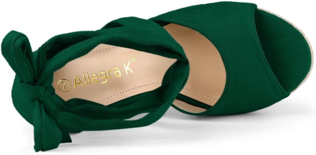 imageAllegra K Womens Lace Up Espadrilles Platform Platform Wedges SandalsGreen