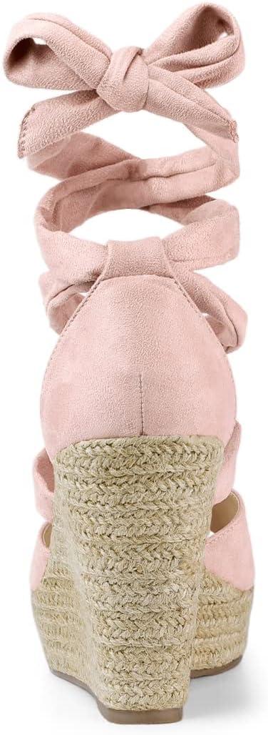 imageAllegra K Womens Lace Up Espadrilles Platform Platform Wedges SandalsLight Pink
