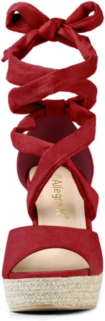 imageAllegra K Womens Lace Up Espadrilles Platform Platform Wedges SandalsRed