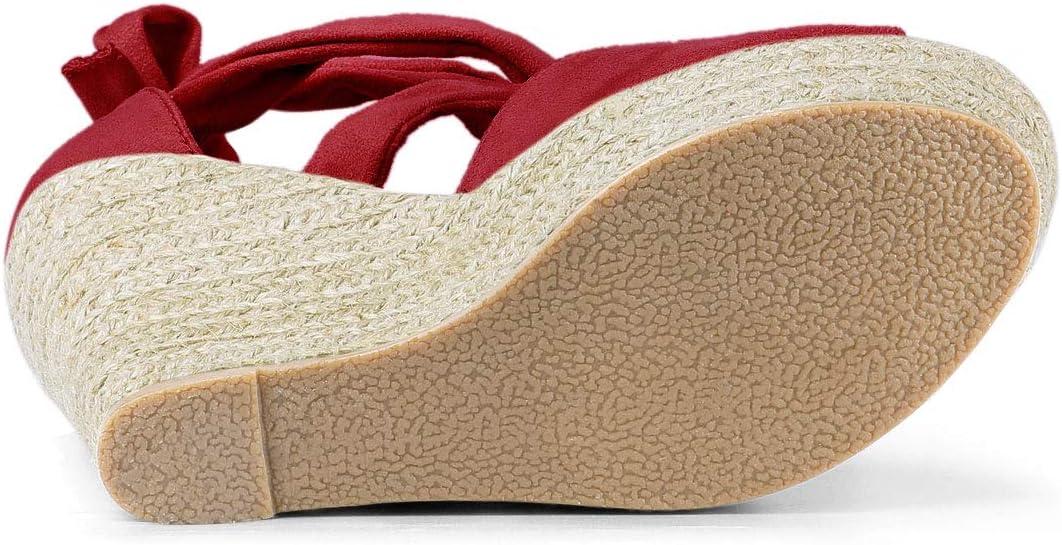 imageAllegra K Womens Lace Up Espadrilles Platform Platform Wedges SandalsRed