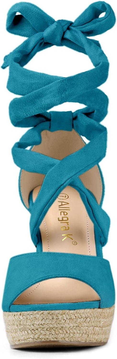 imageAllegra K Womens Lace Up Espadrilles Platform Platform Wedges SandalsTeal