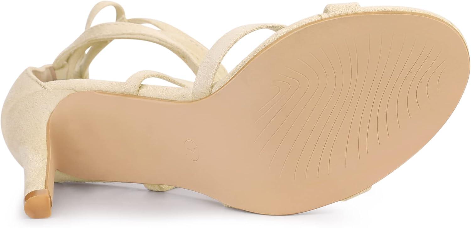 imageAllegra K Womens Lace Up Heels Stiletto High Heel SandalsBeige