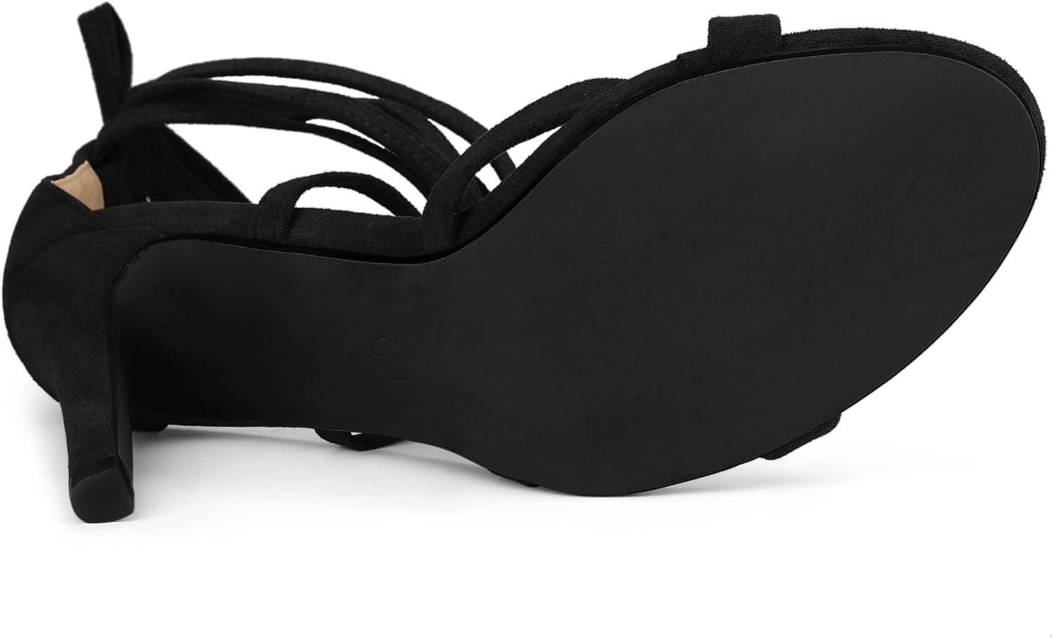 imageAllegra K Womens Lace Up Heels Stiletto High Heel SandalsBlack