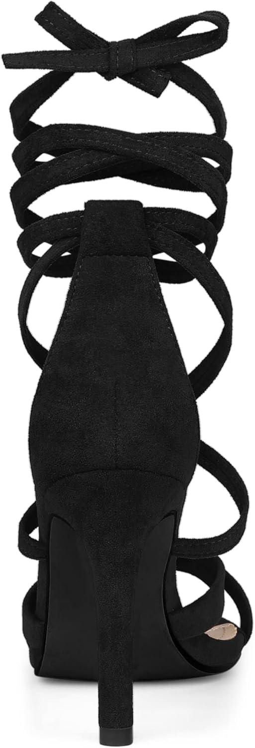imageAllegra K Womens Lace Up Heels Stiletto High Heel SandalsBlack