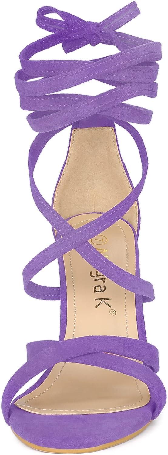 imageAllegra K Womens Lace Up Heels Stiletto High Heel SandalsPurple