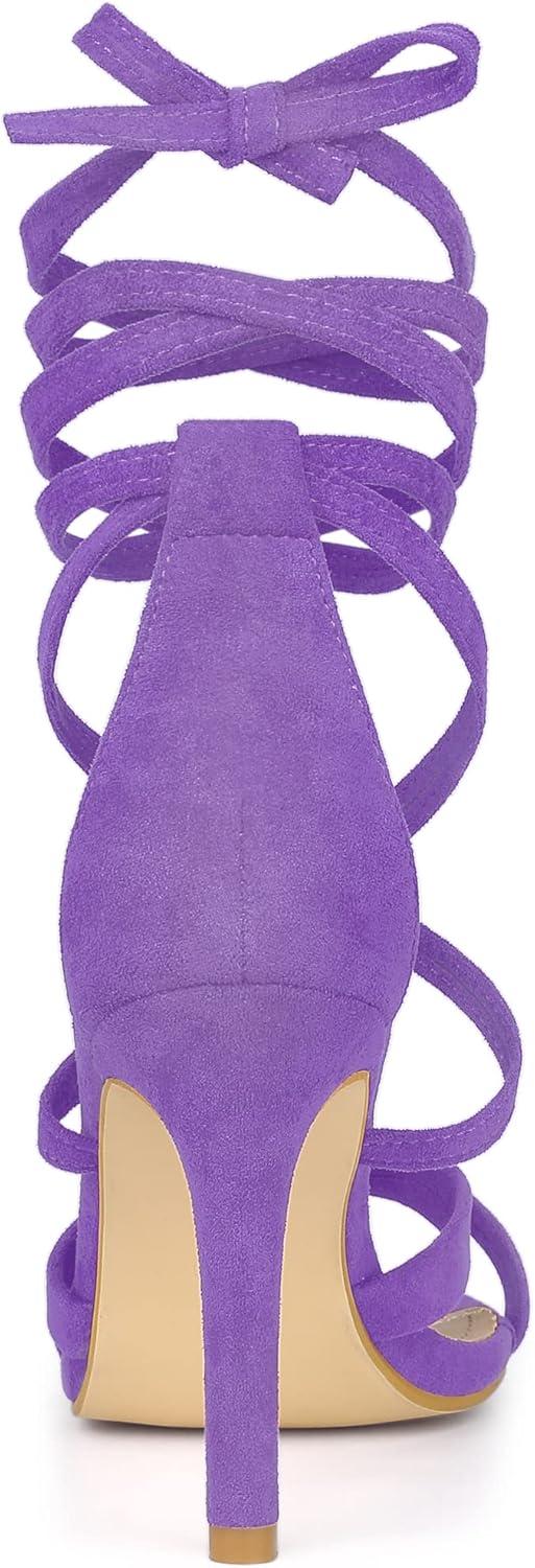 imageAllegra K Womens Lace Up Heels Stiletto High Heel SandalsPurple