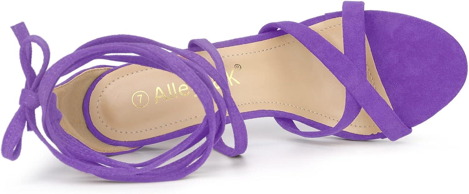 imageAllegra K Womens Lace Up Heels Stiletto High Heel SandalsPurple
