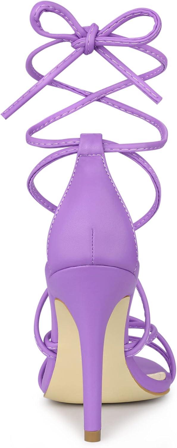 imageAllegra K Womens Lace Up Heels Strappy Stiletto Heel SandalsLavender