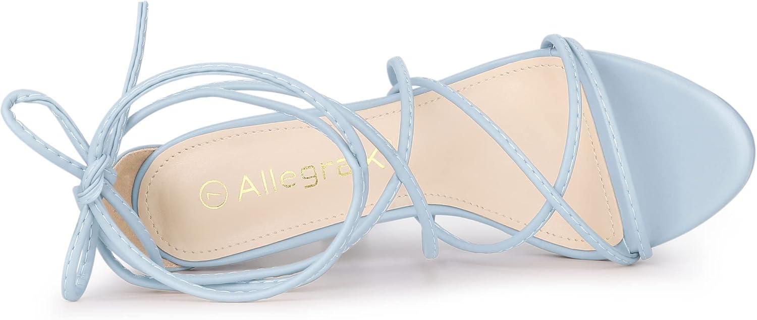 imageAllegra K Womens Lace Up Heels Strappy Stiletto Heel SandalsLight Blue